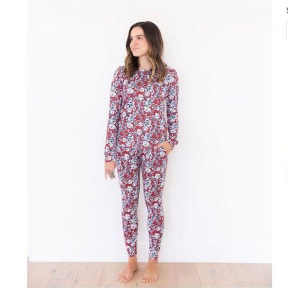 NEW! Cozys Floral Long Sleeve SET in DARK RUST / NAVY FLORAL (S) - Picture 2 of 7